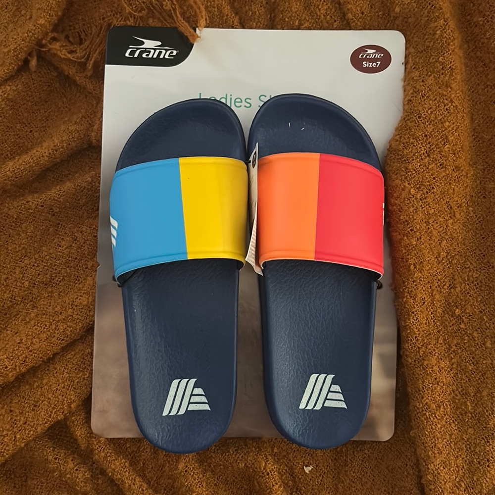 Last year Aldi gear! Slides size seven, brand new!!